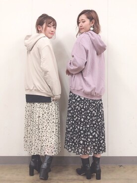 「ロンクスカート」｜「アイテム（アクセサリー）」を使った、yasuno.【GLOBALWORK】さん（レディース・162cm）の冬コーディネート