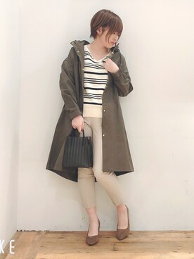 「ストレートパンツ」｜「アイテム（マウンテンパーカー）」を使った、yasuno.【GLOBALWORK】さん（レディース・162cm）の春コーディネート