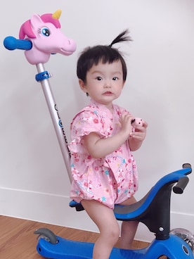 「NOのアイテム（オールインワン・サロペット）」を使った、halobabyさん（キッズ・60cm）の冬コーディネート