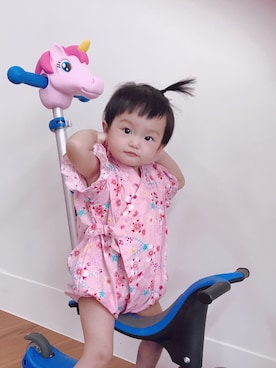 「NOのアイテム（オールインワン・サロペット）」を使った、halobabyさん（キッズ・60cm）の冬コーディネート