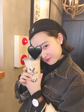 「原宿」｜「アイテム（ハンチング/ベレー帽）」を使った、くらさん（レディース・151cm）の冬コーディネート