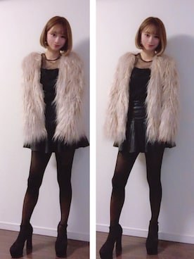 「透けトップス」｜「アイテム（その他アウター）」を使った、mihoさん（レディース・160cm）の冬コーディネート