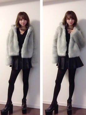 「Chuu」｜「アイテム（その他アウター）」を使った、mihoさん（レディース・160cm）の冬コーディネート