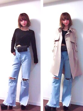 「FOREVER 21」｜「アイテム（トレンチコート）」を使った、mihoさん（レディース・160cm）の夏コーディネート