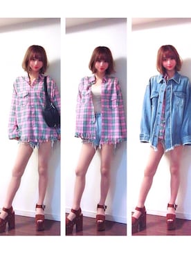 「chuu（チュー）のアイテム（ジャケット/アウター）」を使った、mihoさん（レディース・160cm）の夏コーディネート