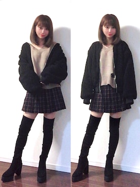 「GRL（グレイル）のアイテム（その他アウター）」を使った、mihoさん（レディース・160cm）の冬コーディネート