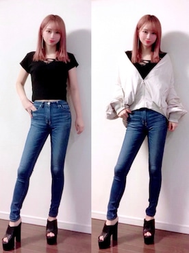 「GYDA（ジェイダ）のアイテム（MA-1）」を使った、mihoさん（レディース・161cm）の夏コーディネート