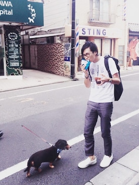 「UNIQLO（ユニクロ）のアイテム（Tシャツ/カットソー、ホワイト系）」を使った、ゆうたろう  さん（メンズ・175cm）の秋コーディネート