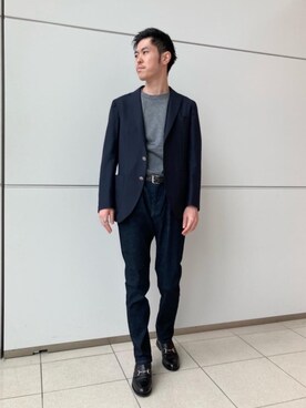 「green label relaxing（グリーンレーベルリラクシング）のレザー メッシュ 30 ベルト（ベルト）」を使った、iwasaki_tさん（メンズ・175cm）の夏コーディネート