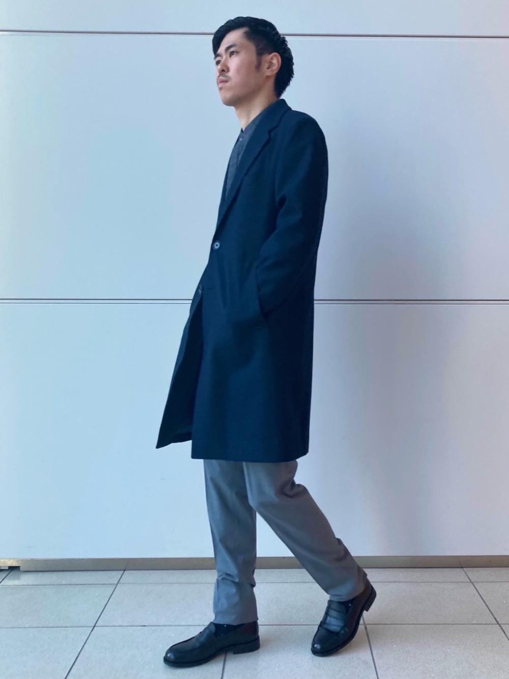 「ビジネス、シャツ/ブラウス、ぱんつ、□Mお悩み別 / ほっそり、あうたー」｜「green label relaxingのSKN DOT 32 ソックス（ソックス/靴下、ブルー系）」を使った、iwasaki_tさん（メンズ・175cm）の秋コーディネートの1枚目の写真