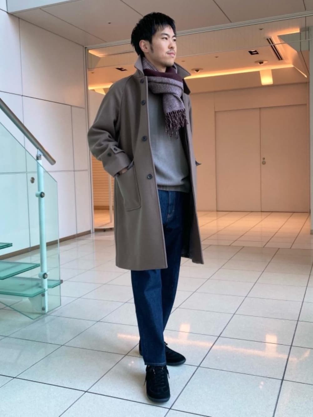 「スニーカー、トレンド、リラックス、シューズ、モード、ぱんつ、□Mお悩み別 / ほっそり、あうたー」｜「GERMAN TRAINERの[ ジャーマントレーナー ] SC GERMAN TRAINER スニーカー †（スニーカー、その他）」を使った、iwasaki_tさん（メンズ・175cm）の冬コーディネートの1枚目の写真