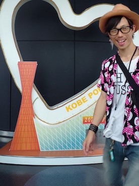 「アイテム（ピアス（片耳用）、ピンク系）」を使った、ha7koさん（メンズ・162cm）の夏コーディネート