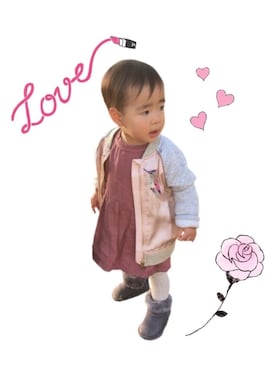 「キッズファッション」｜「アイテム（スタジャン）」を使った、あかあおきいさん（キッズ・110cm）の秋コーディネート