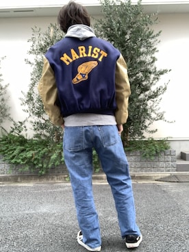 「Champion（チャンピオン）のアイテム（スタジャン）」を使った、Yoheiさん（メンズ・175cm）の冬コーディネート