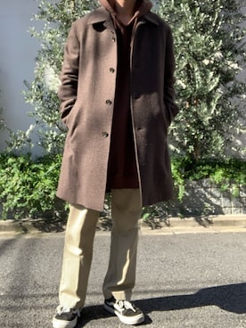「アイテム（ステンカラーコート）」を使った、Yoheiさん（メンズ・175cm・20代）の春コーディネート