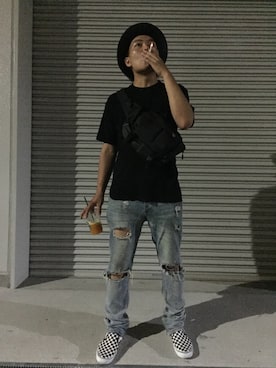 「repos（ルポ）のアイテム（バッグ）」を使った、homin666さん（メンズ・178cm）の夏コーディネート