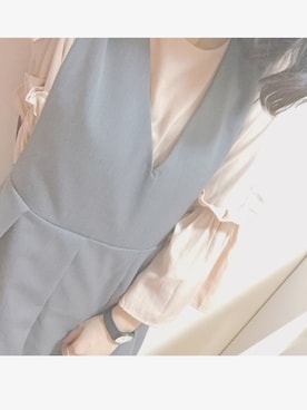 「くすみピンク」｜「アイテム（ジャンパースカート）」を使った、mauさん（レディース・157cm）の春コーディネート