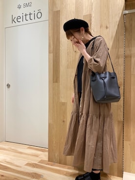 「Samansa Mos2 blue」｜「アイテム（ハンチング/ベレー帽）」を使った、タブンネさん（レディース・167cm）の春コーディネート