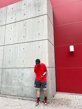 「Mitchell&Ness（ミッチェル&ネス）のアイテム（パンツ）」を使った、hustler.77さん（メンズ・178cm）の春コーディネート