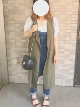 「OZOC（オゾック）のアイテム（オールインワン・サロペット）」を使った、ぽにょさん（レディース・158cm）の春コーディネート