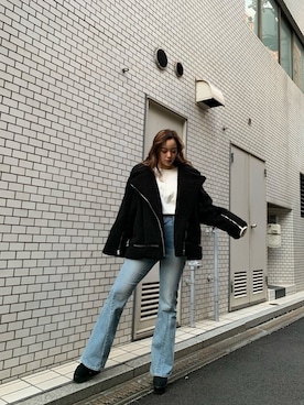 「EVRIS（エヴリス）のアイテム（その他アウター）」を使った、Rionaさん（レディース・159cm）の冬コーディネート