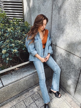 「EVRIS 」｜「アイテム（デニムジャケット）」を使った、Rionaさん（レディース・159cm）の春コーディネート