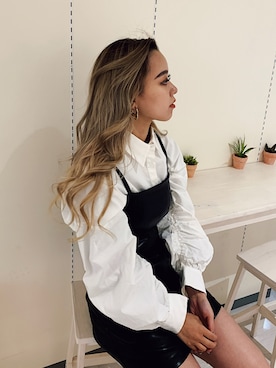 「レザーワンピース」｜「アイテム（ワンピース）」を使った、Rionaさん（レディース・159cm）の冬コーディネート