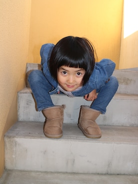 「petit main」｜「アイテム（デニムジャケット）」を使った、shio07さん（キッズ・110cm）の冬コーディネート