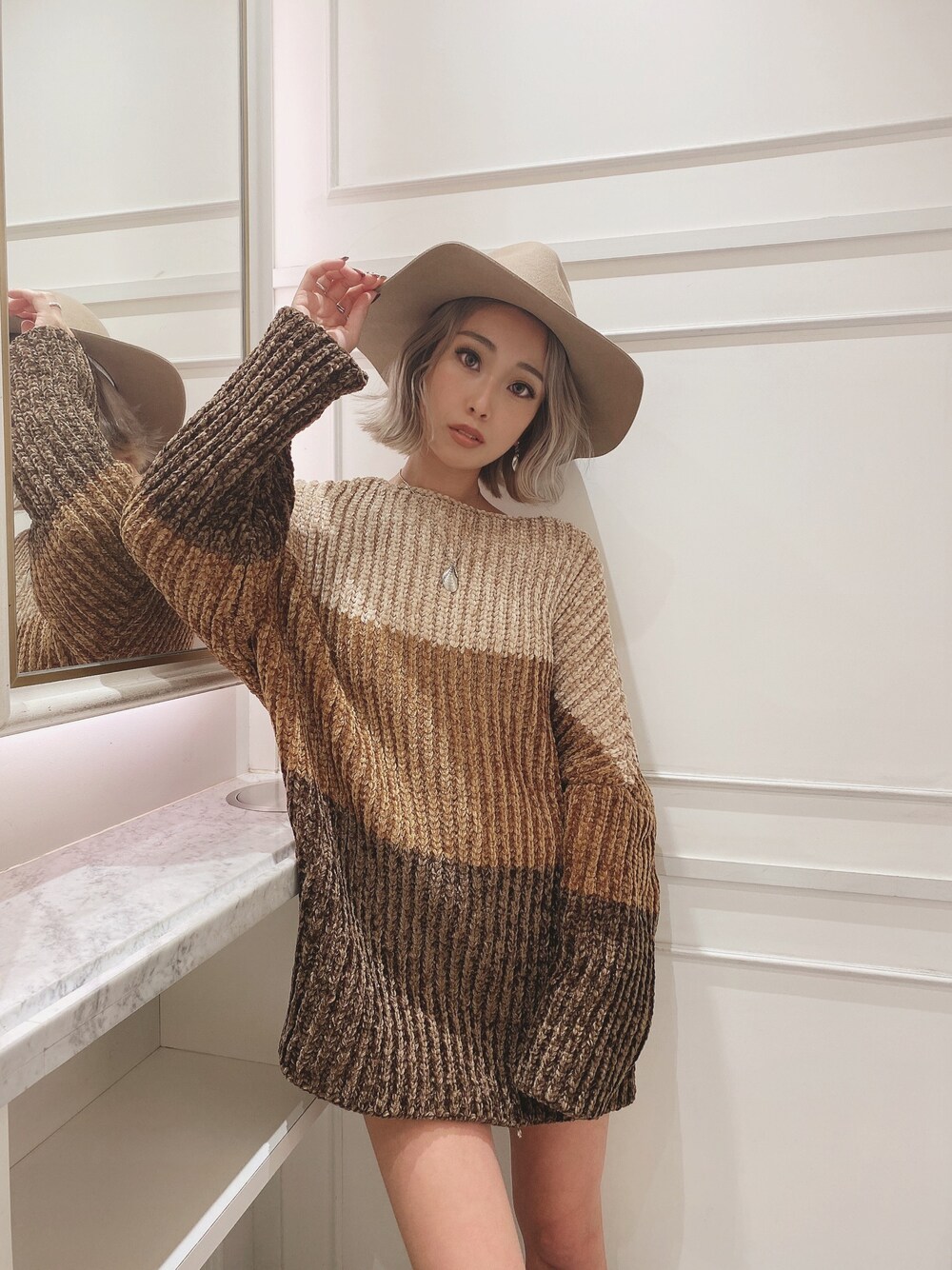 GYDA（ジェイダ）の「Slashed neck moleyarn ニット TOPS（ニット