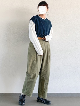 「GU（ジーユー）のアイテム（ベスト、ブルー系）」を使った、sonさん（レディース・164cm）の春コーディネート