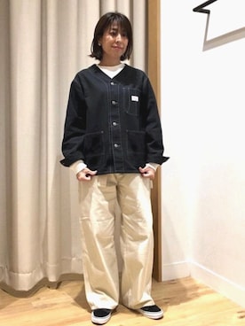 「USAコットン」｜「アイテム（カバーオール）」を使った、coen にいさん（レディース・162cm）の秋コーディネート