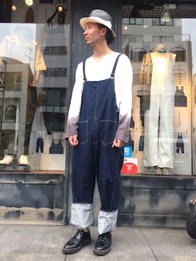 「Johnbull Private labo（ジョンブルプライベートラボ）のアイテム（サロペット/オーバーオール）」を使った、dasさん（メンズ・176cm）の春コーディネート