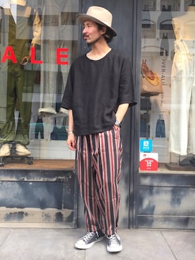 「Super Duper（スーパーデューパー）のアイテム（帽子）」を使った、dasさん（メンズ・176cm）の夏コーディネート