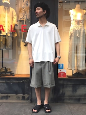 「Johnbull Private labo（ジョンブルプライベートラボ）のアイテム（ハンチング/ベレー帽）」を使った、dasさん（メンズ・176cm）の夏コーディネート