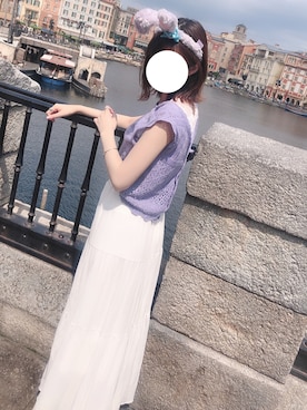 「Omekashi（オメカシ）のVレースフレンチプルオーバー（Tシャツ/カットソー）」を使った、わいさん（レディース・162cm）の夏コーディネート