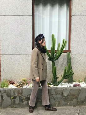 「西裝外套」｜「アイテム（ハンチング/ベレー帽）」を使った、TUANさん（レディース・170cm）の冬コーディネート