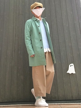 「COMME CA ISM（コムサイズム）のアイテム（ステンカラーコート）」を使った、いんちょ。さん（メンズ・167cm）の春コーディネート