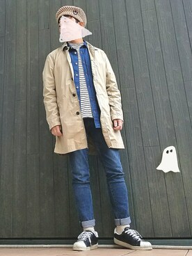 「KaneZ（ケインズ）のアイテム（ハンチング/ベレー帽）」を使った、いんちょ。さん（メンズ・167cm）の春コーディネート