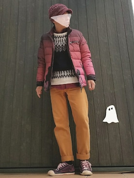 「ディーゼル」｜「アイテム（ダウンジャケット/コート）」を使った、いんちょ。さん（メンズ・167cm）の冬コーディネート