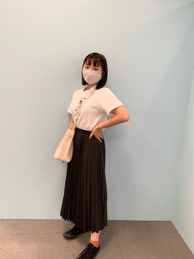 「アコーディオンプリーツ」｜「アイテム（スカート）」を使った、Mikiさん（レディース・157cm）の秋コーディネート