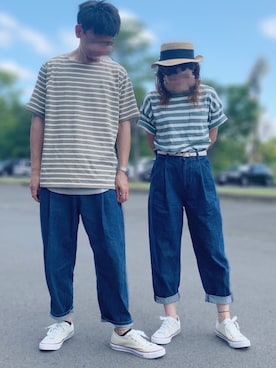 「ヒラキ（ヒラキ）のアイテム（スニーカー）」を使った、とうちゃんさん（メンズ・182cm）の夏コーディネート