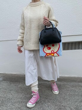 「チャックテイラー」｜「アイテム（シャツワンピース）」を使った、Chiiiさん（レディース・153cm）の冬コーディネート
