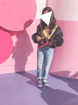 「ユニバ」｜「アイテム（ブルゾン）」を使った、まるこさん（レディース・153cm）の春コーディネート