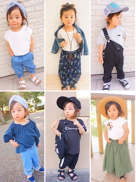 「Lee（リー）のアイテム（Tシャツ/カットソー）」を使った、kikopapaさん（キッズ・80cm）の夏コーディネート