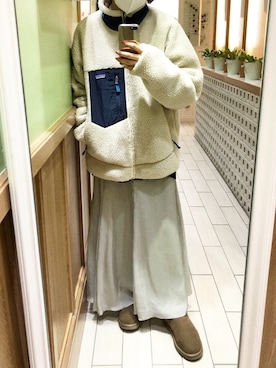 「patagonia」｜「アイテム（スリッポン）」を使った、𝑁𝐴𝐺𝐼𝑆𝐴さん（レディース・161cm）の冬コーディネート