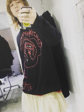 「Yohji Yamamoto（ヨウジヤマモト）のアイテム（ニット/セーター）」を使った、Saga_さん（メンズ・170cm）の冬コーディネート
