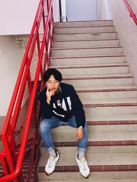 「PLACES+FACES（プレイシーズフェイシーズ）のアイテム（バッグ）」を使った、kiranwongさん（メンズ・173cm）の冬コーディネート