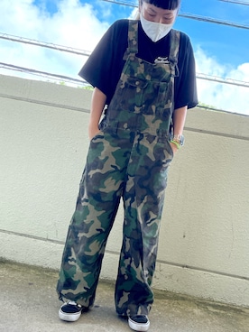 「ぽっちゃり」｜「アイテム（サロペット/オーバーオール）」を使った、Yuki16さん（レディース・163cm）の夏コーディネート