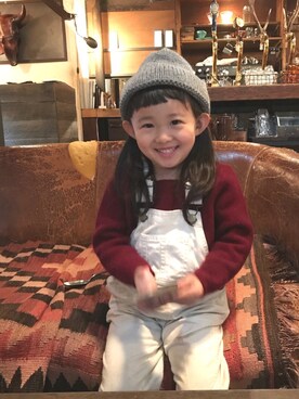 「SHIPS JET BLUE（シップスジェットブルー）のアイテム（キャップ）」を使った、kapoさん（キッズ・100cm）の冬コーディネート