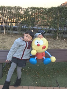 「Lee（リー）のアイテム（ノーカラージャケット）」を使った、kapoさん（キッズ・100cm）の冬コーディネート